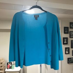 Button down bright blue sweater